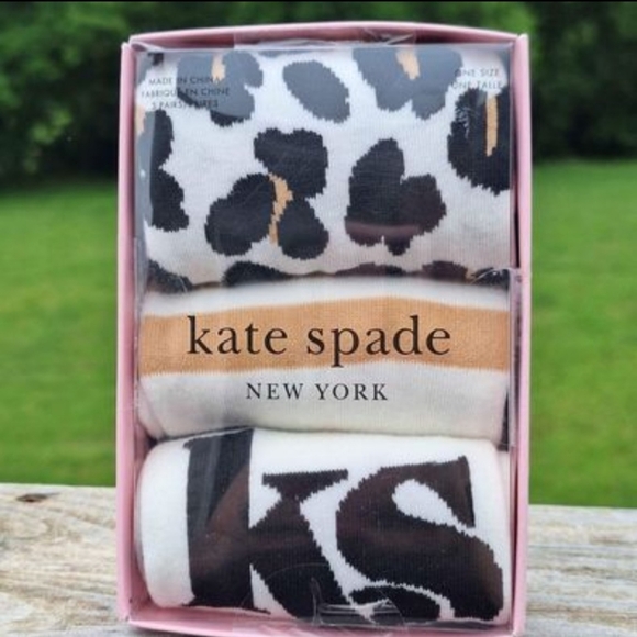 Kate Spade New York Womens 3 Pack Socks Animal Print Cheetah Leopard Cream Gift - Picture 1 of 6